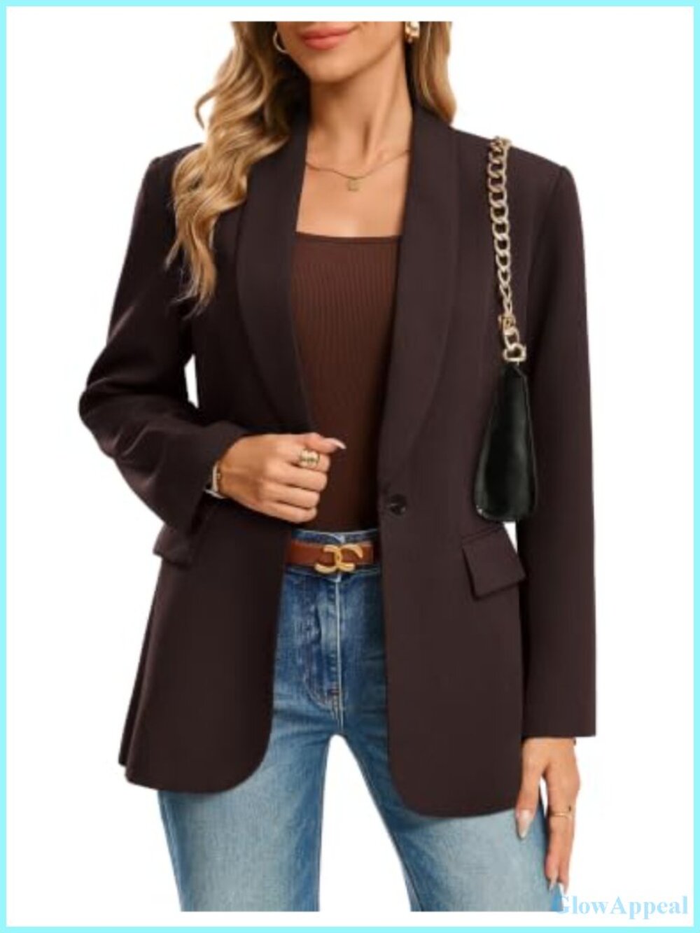 Business Casual Blazer Long Sleeve Single Button Work Suit Jacket